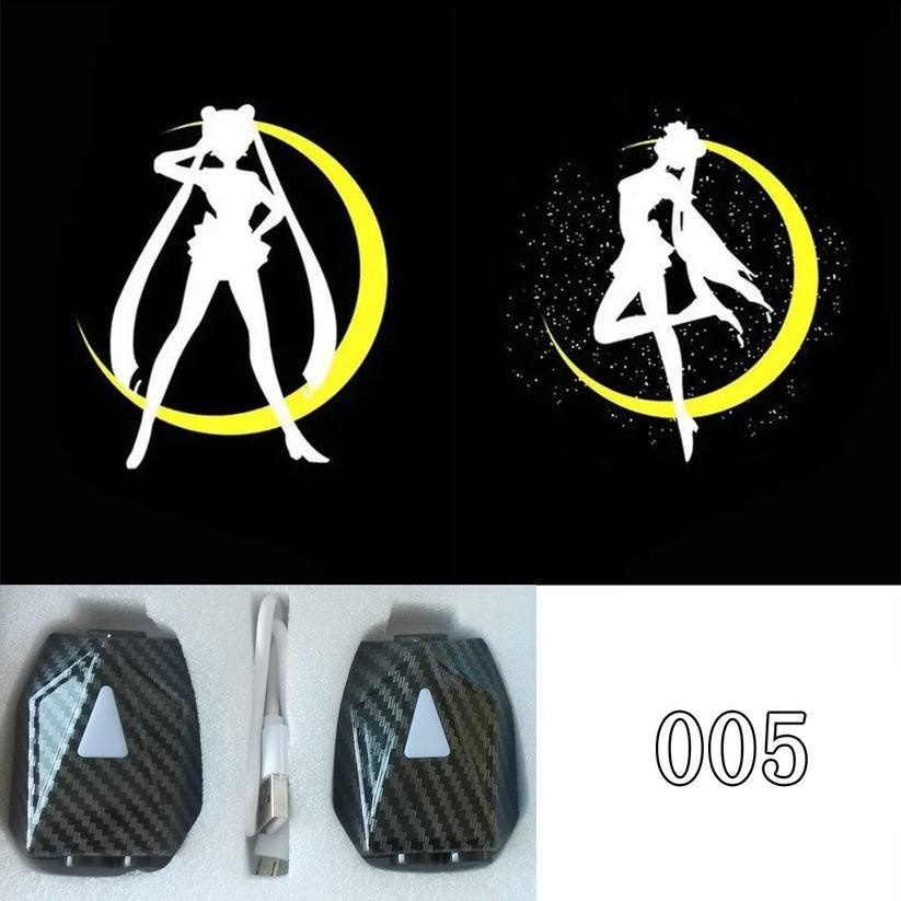 Car Welcome Light Cute Character Dynamic Projection Lamp Car Supplies 2 Pieces