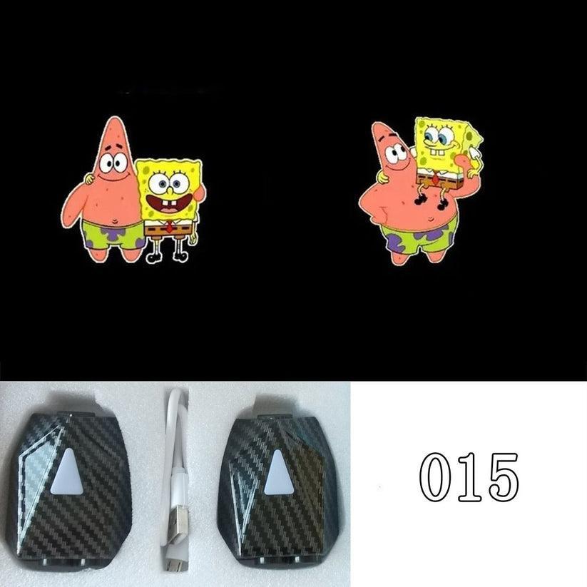 Car Welcome Light Cute Character Dynamic Projection Lamp Car Supplies 2 Pieces