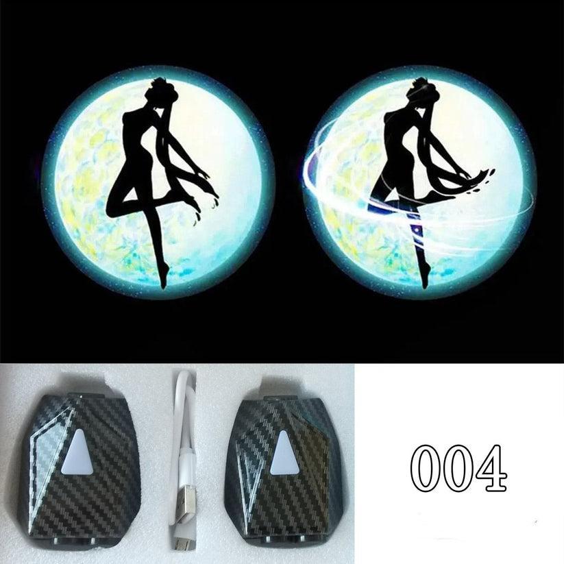Car Welcome Light Cute Character Dynamic Projection Lamp Car Supplies 2 Pieces