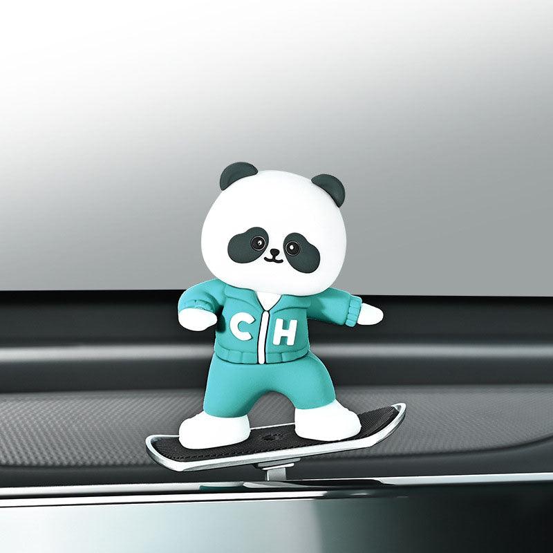 2024 new car-mounted new skateboard red panda figurine cartoon cute center control jacket screen decoration car supplies