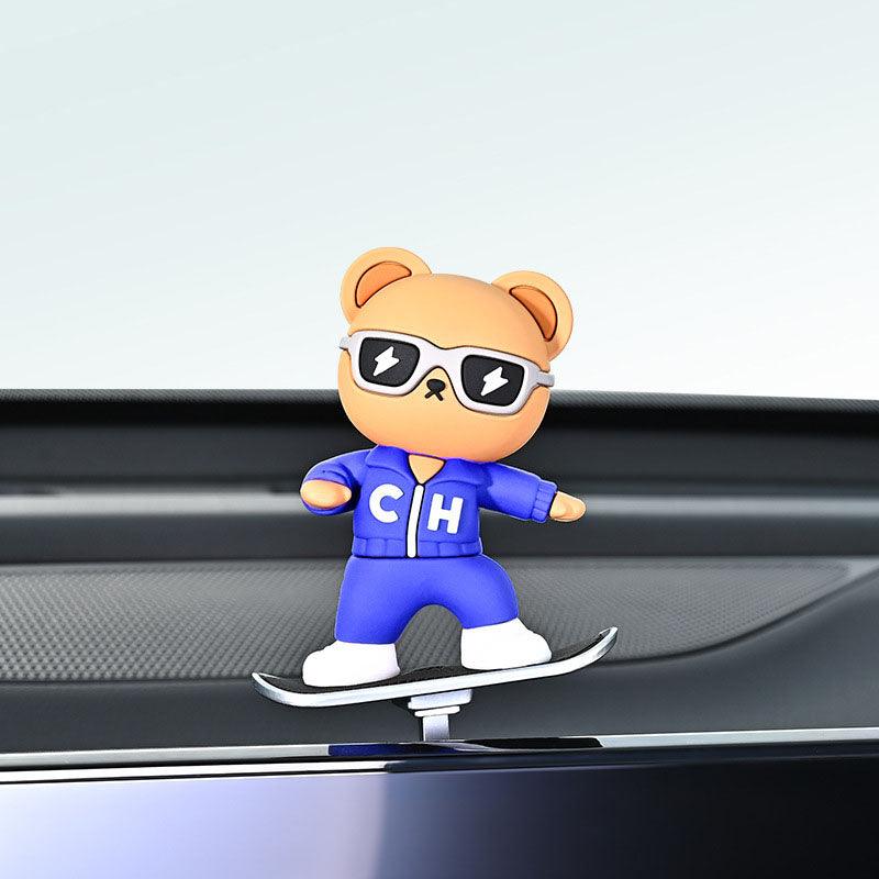 2024 new car-mounted new skateboard red panda figurine cartoon cute center control jacket screen decoration car supplies