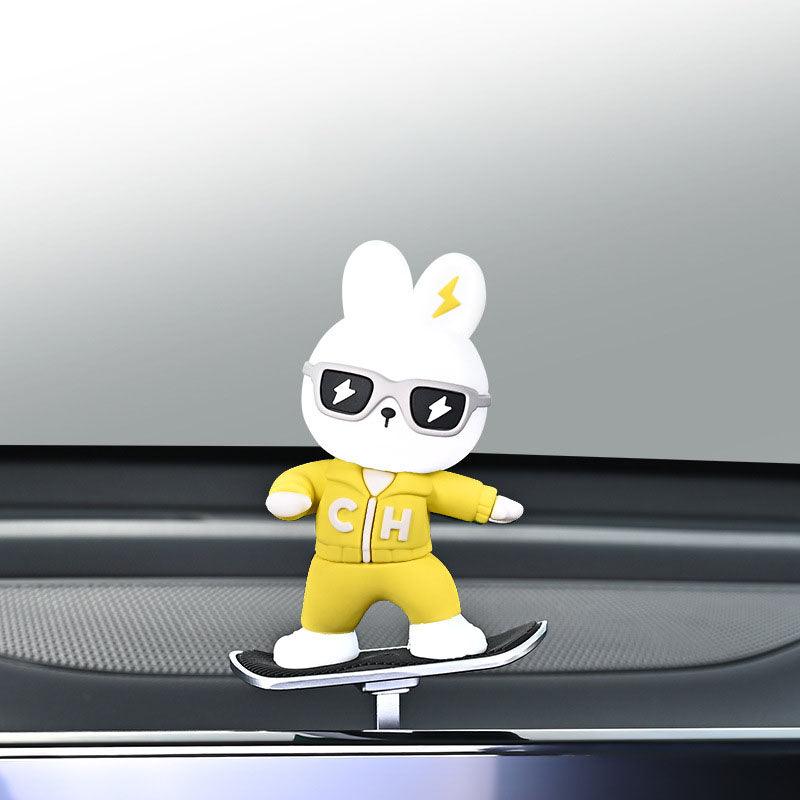 2024 new car-mounted new skateboard red panda figurine cartoon cute center control jacket screen decoration car supplies