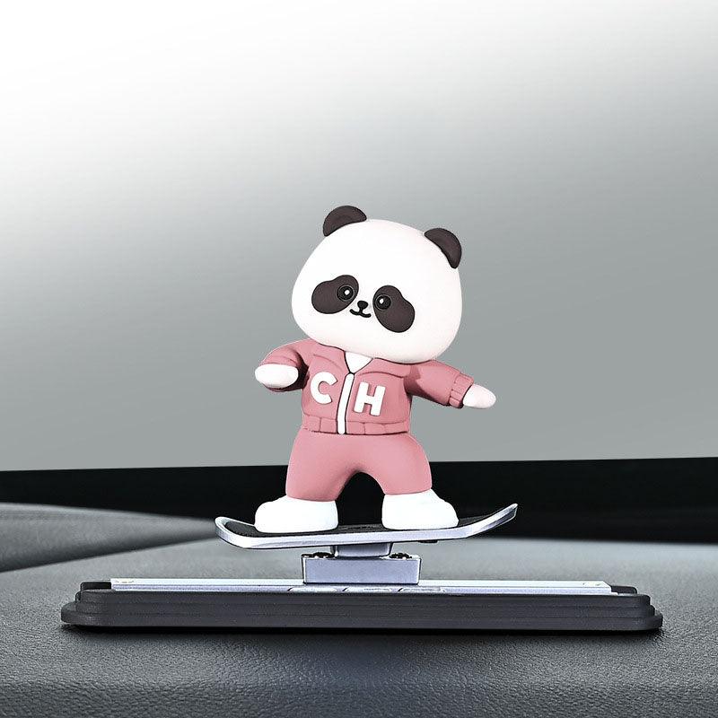 2024 new car-mounted new skateboard red panda figurine cartoon cute center control jacket screen decoration car supplies