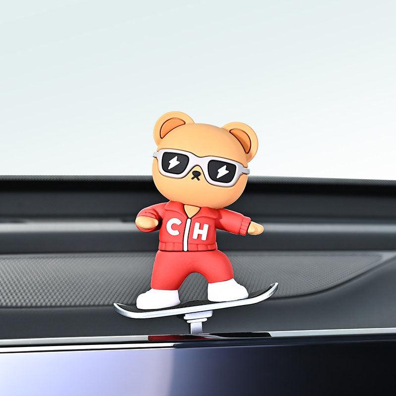 2024 new car-mounted new skateboard red panda figurine cartoon cute center control jacket screen decoration car supplies