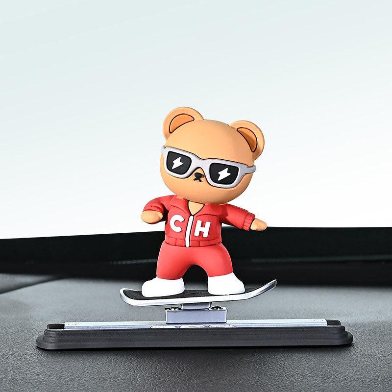 2024 new car-mounted new skateboard red panda figurine cartoon cute center control jacket screen decoration car supplies