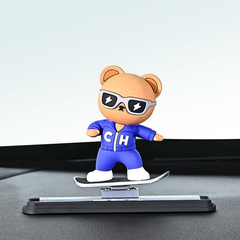 2024 new car-mounted new skateboard red panda figurine cartoon cute center control jacket screen decoration car supplies