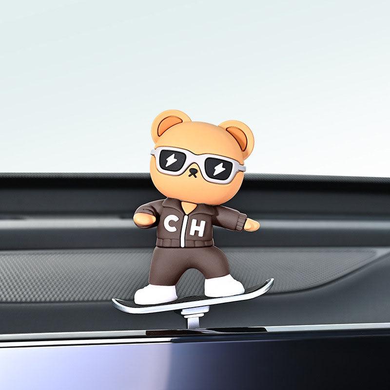 2024 new car-mounted new skateboard red panda figurine cartoon cute center control jacket screen decoration car supplies