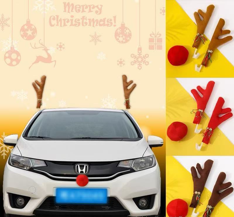 Christmas car reindeer decoration set | Reindeer antlers + red nose | Christmas decorations for your car | Stylish and cute budget car accessories!