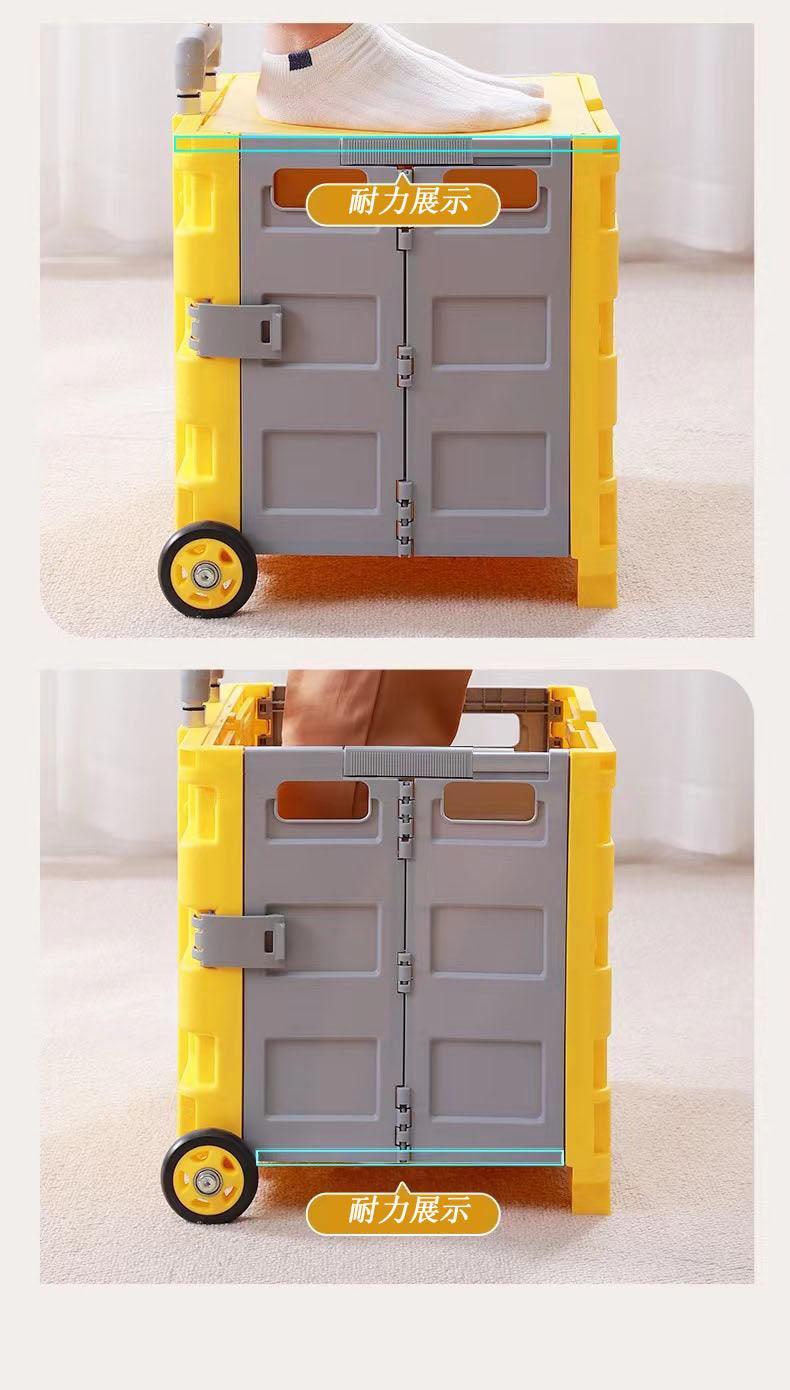Car storage pole box two-wheeled vegetable purchase car folding storage box household cart rotating transport moving cart camper