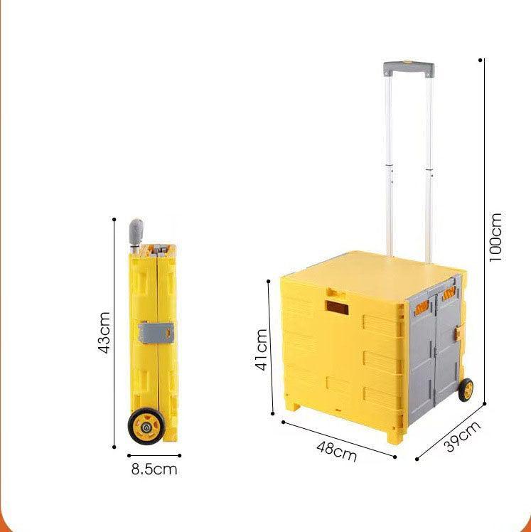 Car storage pole box two-wheeled vegetable purchase car folding storage box household cart rotating transport moving cart camper