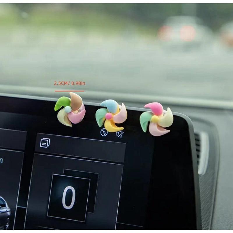 Car Accessories | Summer Small Flower Windmill Car Shaking Head Ornament Car Center Console Ornament Decoration Set