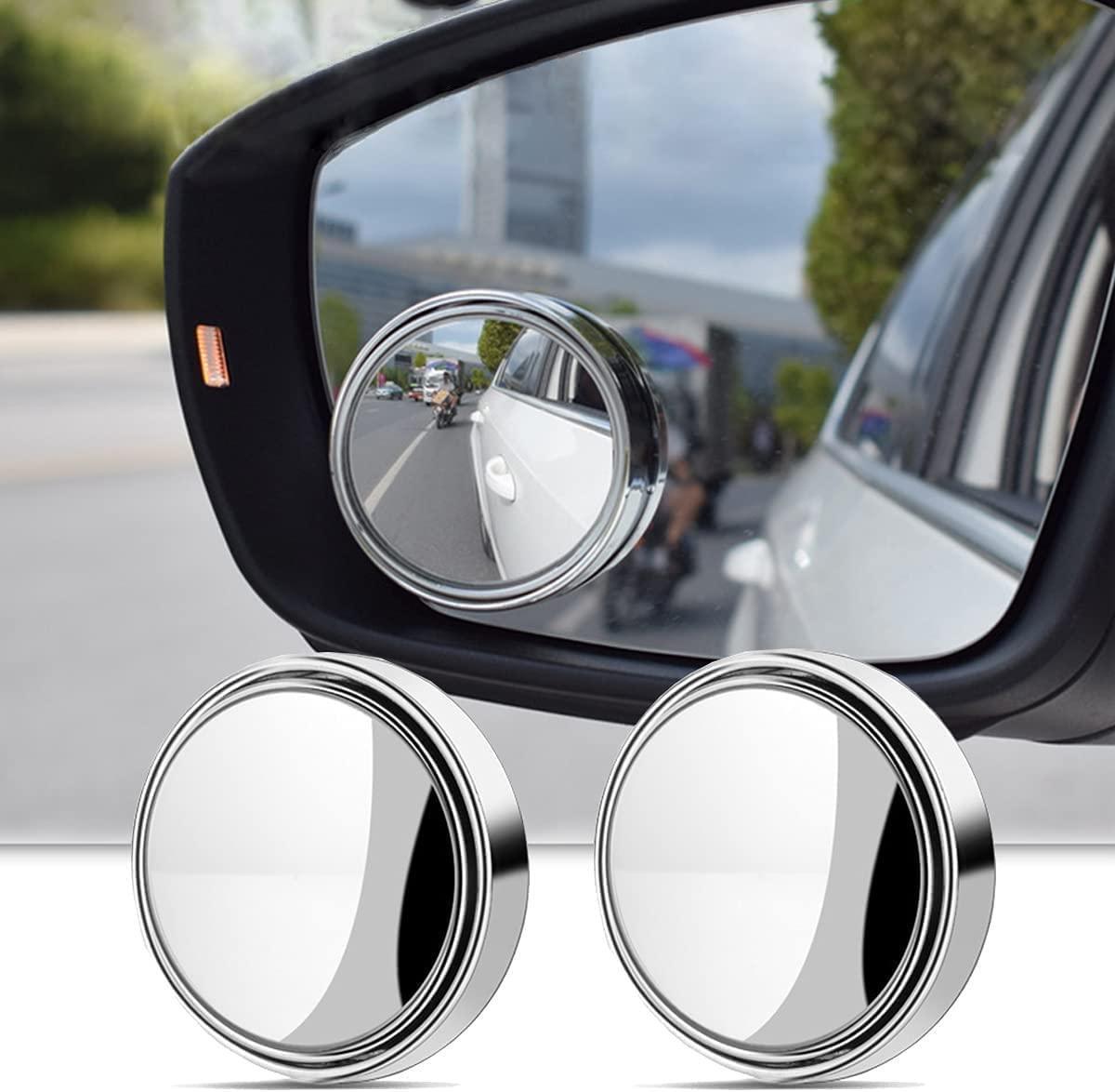 (Circular - Set of 4) Car blind spot mirror, 360 degree angle adjustment, wide field of view, eliminates blind spots, checks the rear, prevents accidents, easy to install, auxiliary mirror