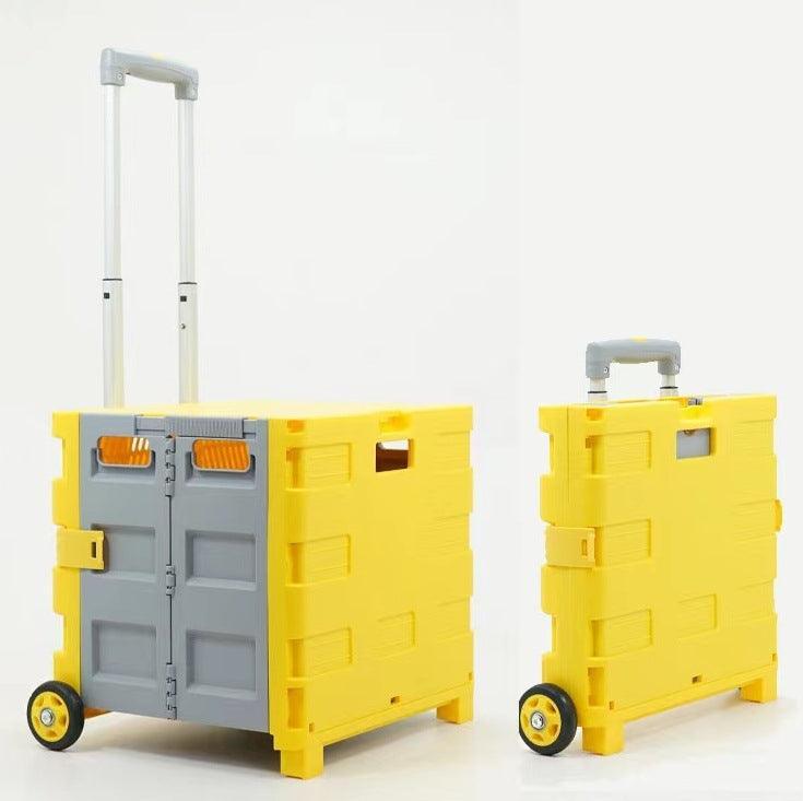 Car storage pole box two-wheeled vegetable purchase car folding storage box household cart rotating transport moving cart camper