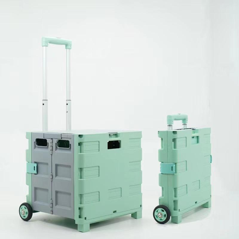Car storage pole box two-wheeled vegetable purchase car folding storage box household cart rotating transport moving cart camper