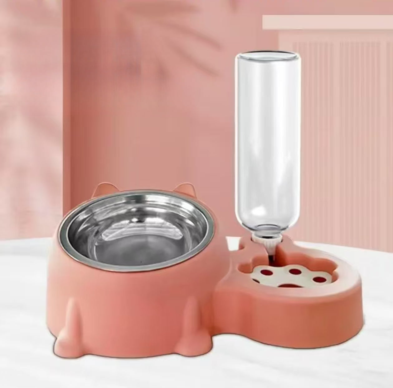 ステンレス猫用ダブルボウル | 自動給水器付き犬用ボウル、ペット用食器