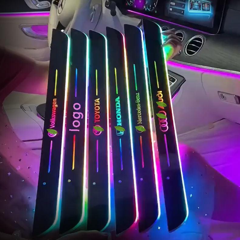 車載用アンビエントライト フロントドア リヤドア ライト 車のドアシル ワイヤレスセンサーLEDライト - アップグレード【七彩流光】