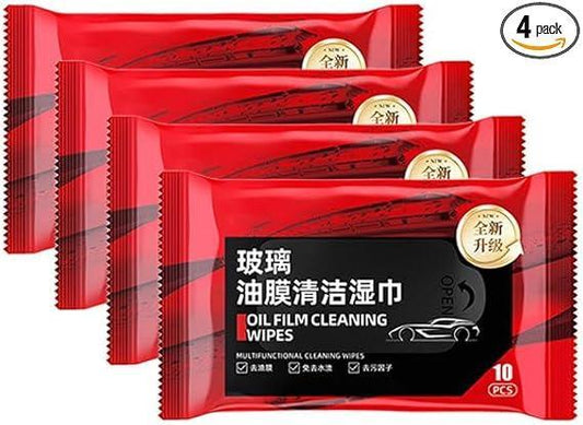 急送出荷（4パックセット）自動車ガラス油膜  除去ワイプ カーウィンドークリーナー  強力汚れ落とし