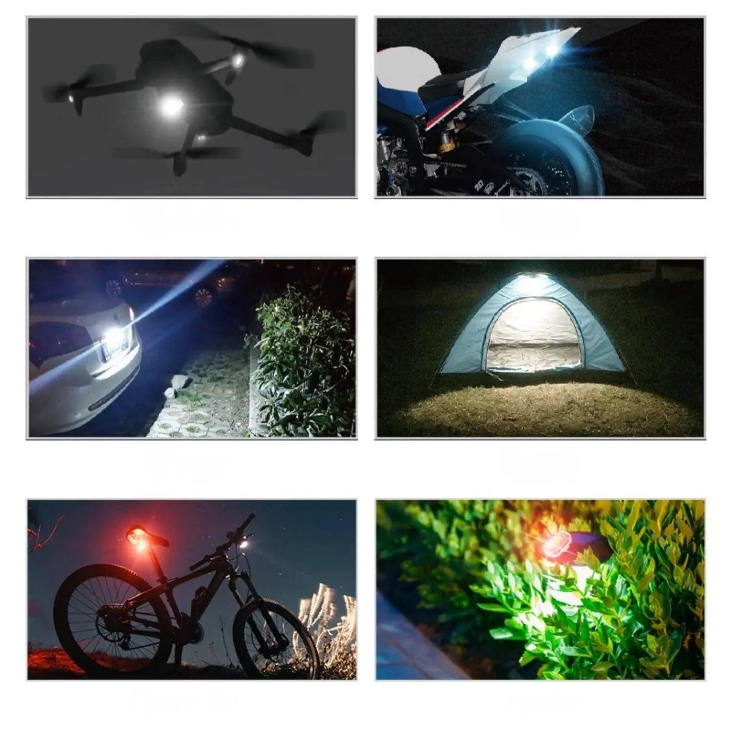 Custom lights! Perfect for cars, motorcycles, electric vehicles, drones, and bicycles! A must-have for outdoor activities at night!