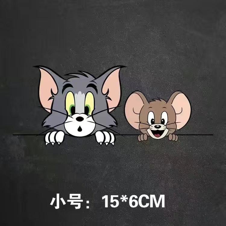 Car Stickers Cat and Mouse Tom Jerry Creative Car Tone Stickers Motorcycle Electric Body Glass Decoration Car Stickers