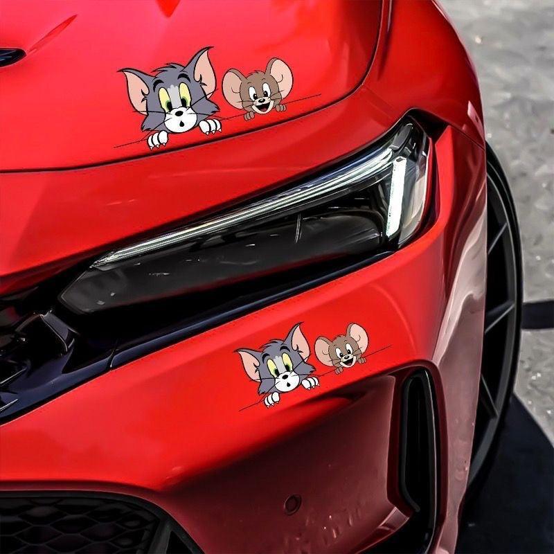 Car Stickers Cat and Mouse Tom Jerry Creative Car Tone Stickers Motorcycle Electric Body Glass Decoration Car Stickers