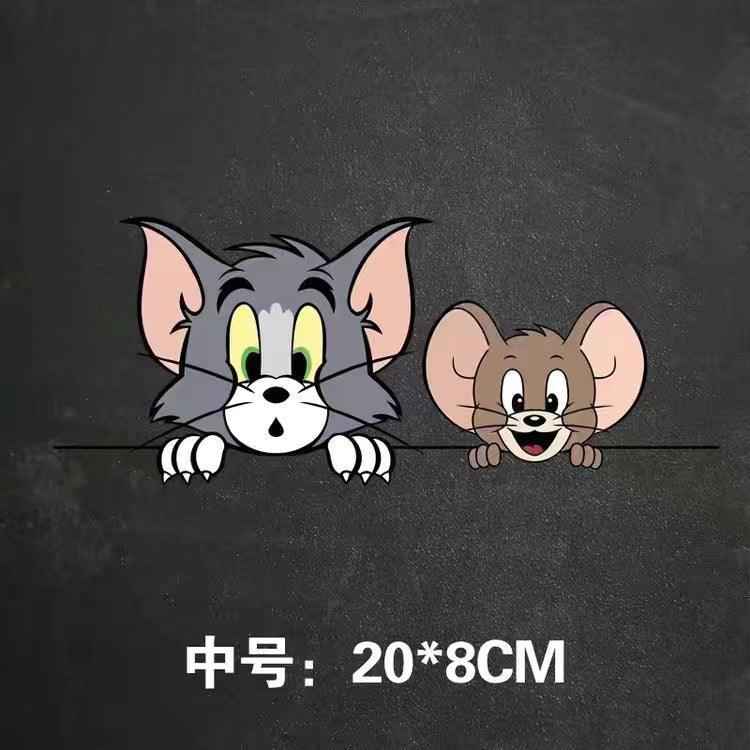 Car Stickers Cat and Mouse Tom Jerry Creative Car Tone Stickers Motorcycle Electric Body Glass Decoration Car Stickers