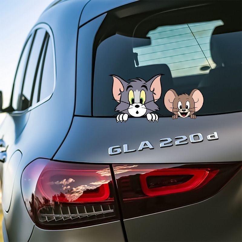 Car Stickers Cat and Mouse Tom Jerry Creative Car Tone Stickers Motorcycle Electric Body Glass Decoration Car Stickers