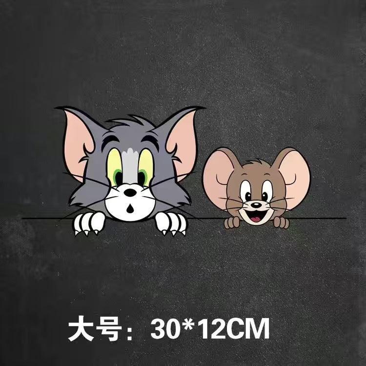 Car Stickers Cat and Mouse Tom Jerry Creative Car Tone Stickers Motorcycle Electric Body Glass Decoration Car Stickers