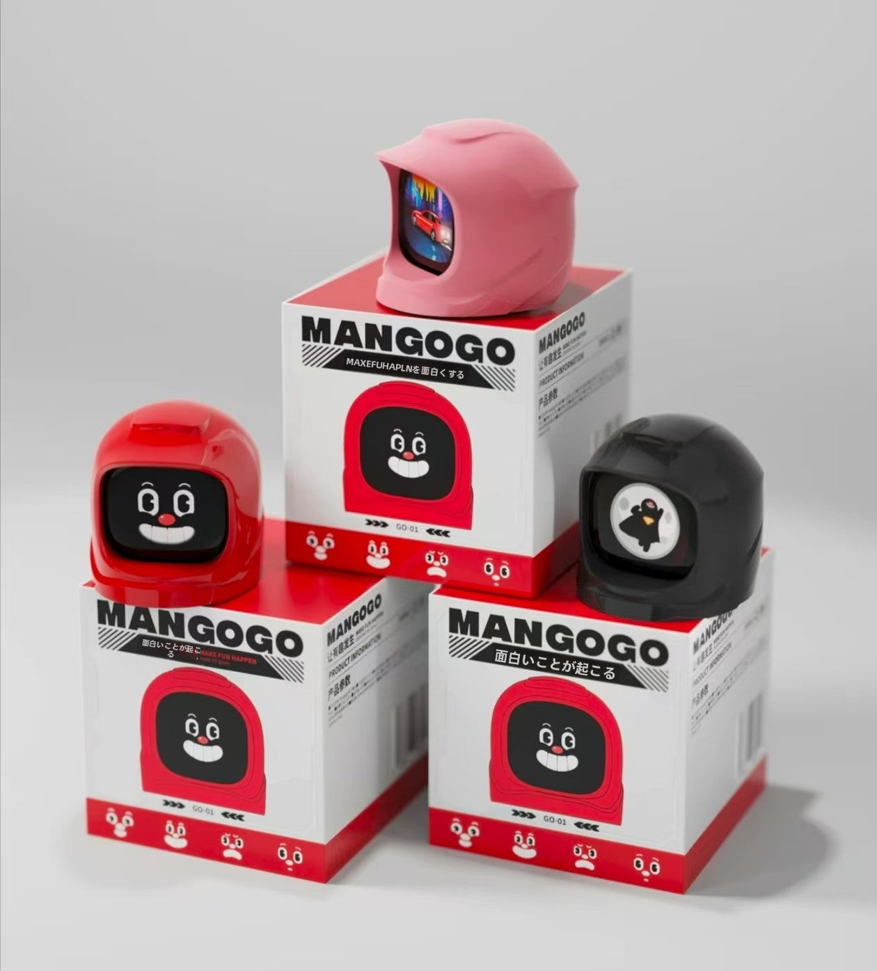 ManGoGo 車載スマート表情ディスプレイ｜OBD連動 AI運転アラート・60種以上の表情・ダッシュボードマスコット